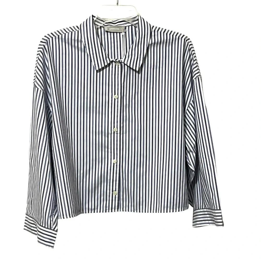 Everlane Boxy Striped Button Front Shirt Size Large New - Picture 3 of 12